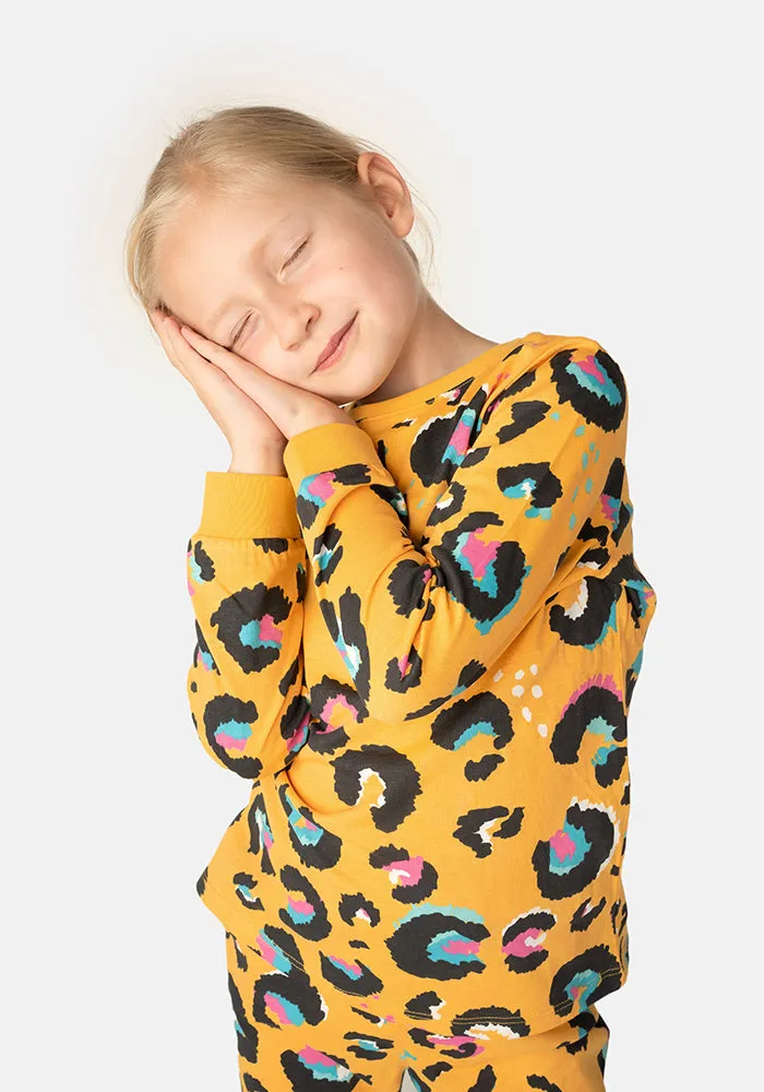 Children's Mustard Animal Print Cotton Pyjama Set