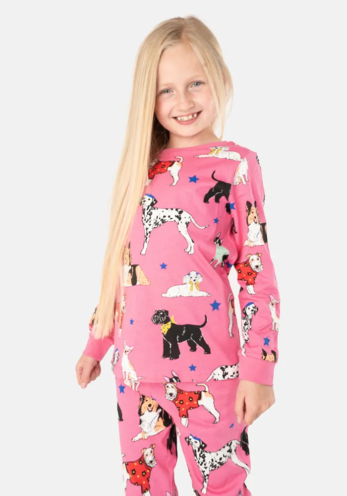 Children's Pink Posh Pooch Print Cotton Pyjama Set