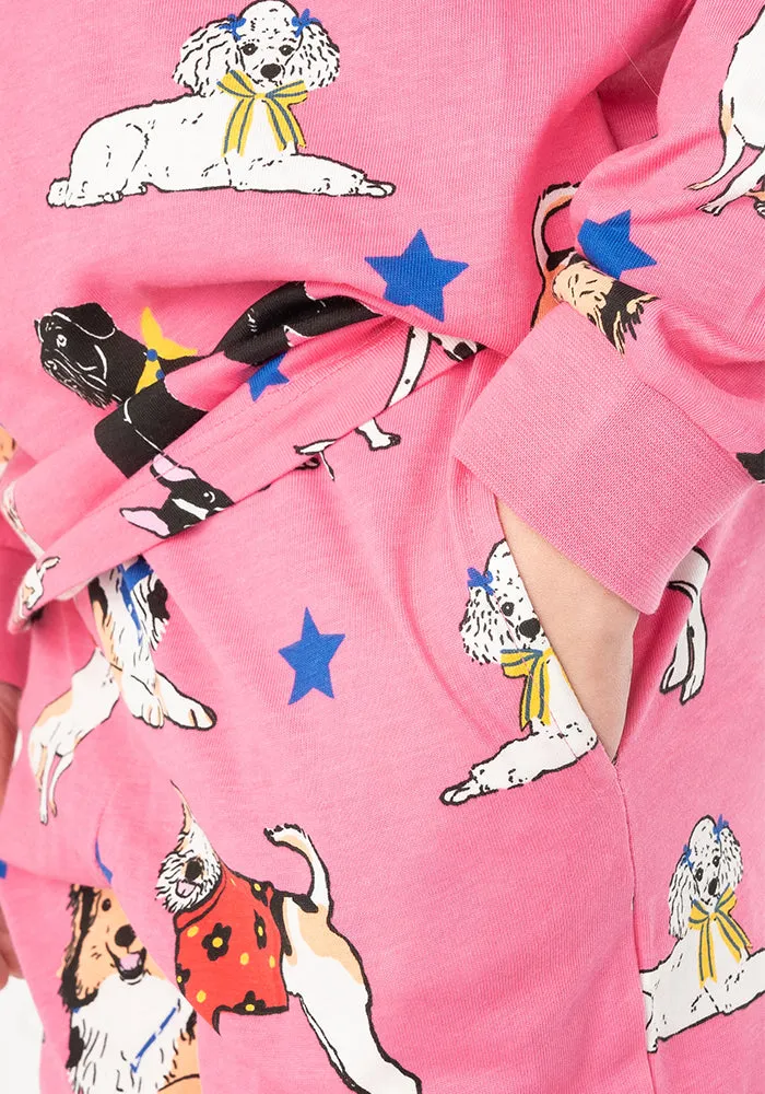 Children's Pink Posh Pooch Print Cotton Pyjama Set