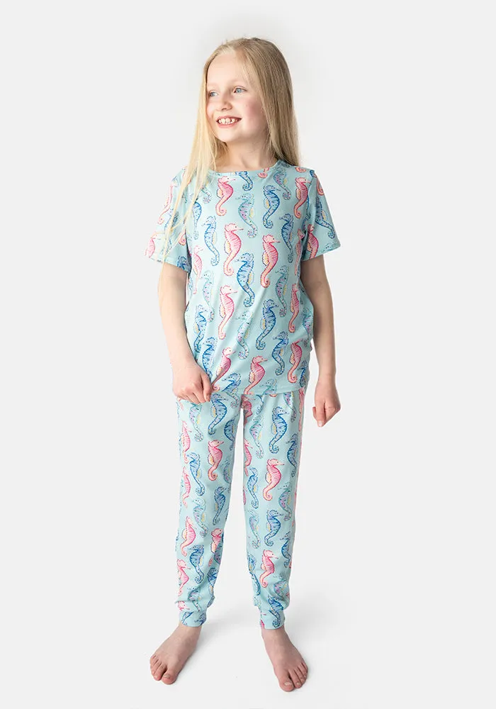 Children's Sea Horses Print Pyjama Set (Pearlie)