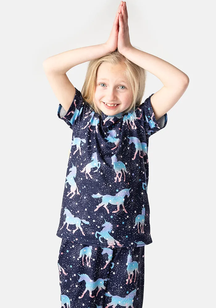 Children's Unicorn & Stars Print Pyjama Set (Moonbeam)