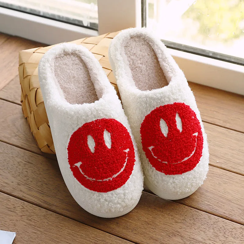 Cixi Uno Shoes New Goods Side Slit Smiley Couple Cotton Slippers Home Women&#039;s Cartoon Slippers