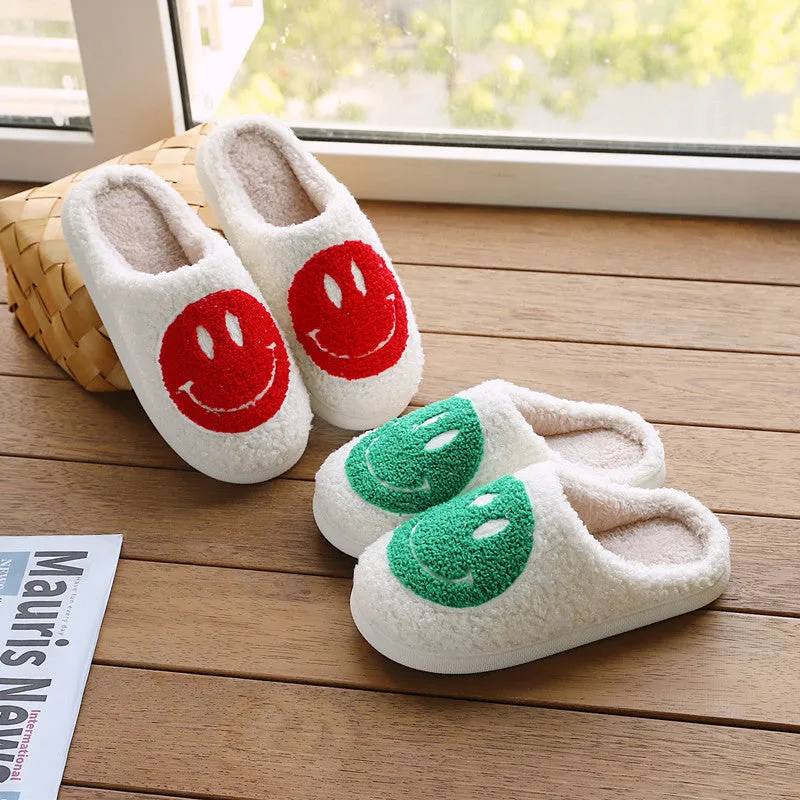 Cixi Uno Shoes New Goods Side Slit Smiley Couple Cotton Slippers Home Women&#039;s Cartoon Slippers