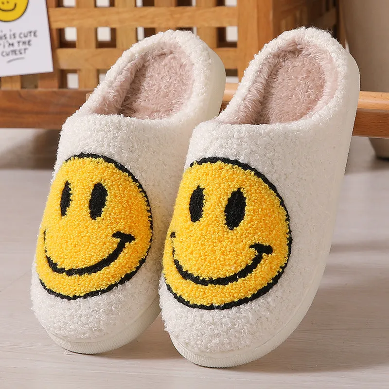 Cixi Uno Shoes New Goods Side Slit Smiley Couple Cotton Slippers Home Women&#039;s Cartoon Slippers