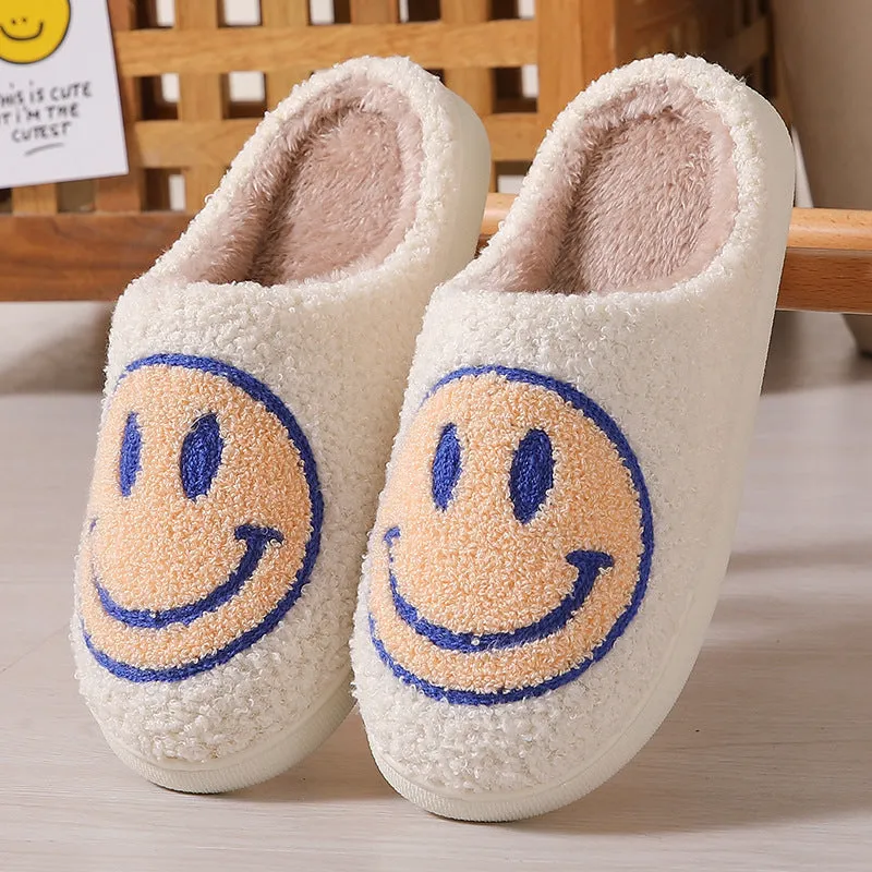 Cixi Uno Shoes New Goods Side Slit Smiley Couple Cotton Slippers Home Women&#039;s Cartoon Slippers