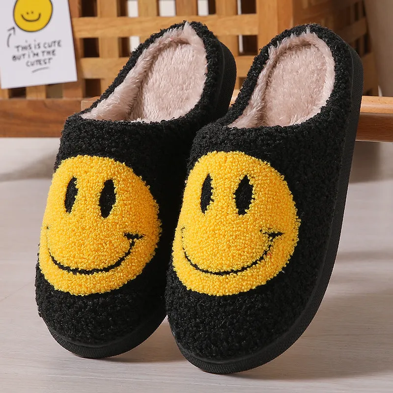 Cixi Uno Shoes New Goods Side Slit Smiley Couple Cotton Slippers Home Women&#039;s Cartoon Slippers