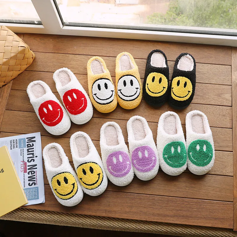 Cixi Uno Shoes New Goods Side Slit Smiley Couple Cotton Slippers Home Women&#039;s Cartoon Slippers