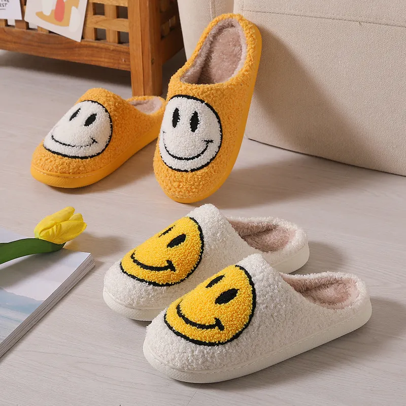 Cixi Uno Shoes New Goods Side Slit Smiley Couple Cotton Slippers Home Women&#039;s Cartoon Slippers