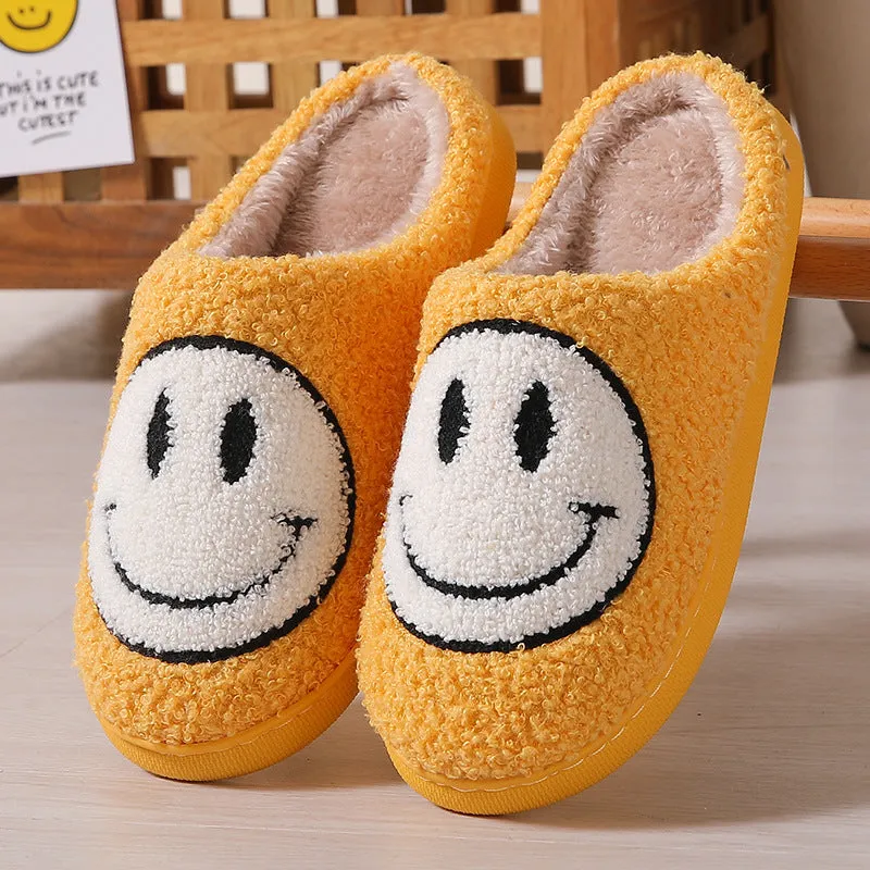 Cixi Uno Shoes New Goods Side Slit Smiley Couple Cotton Slippers Home Women&#039;s Cartoon Slippers