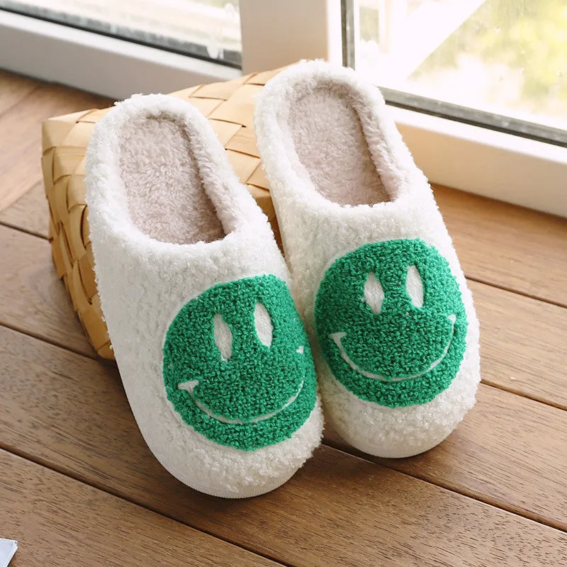 Cixi Uno Shoes New Goods Side Slit Smiley Couple Cotton Slippers Home Women&#039;s Cartoon Slippers