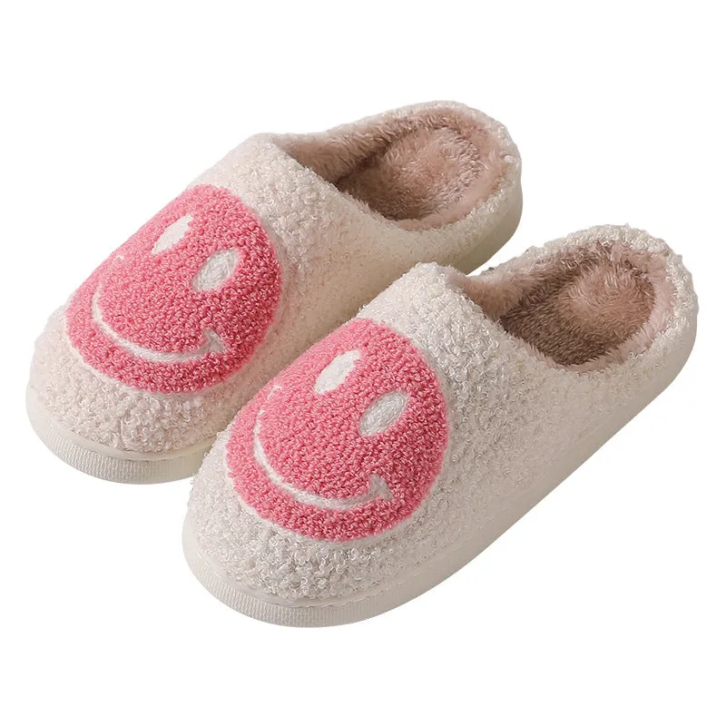 Cixi Uno Shoes New Goods Side Slit Smiley Couple Cotton Slippers Home Women&#039;s Cartoon Slippers