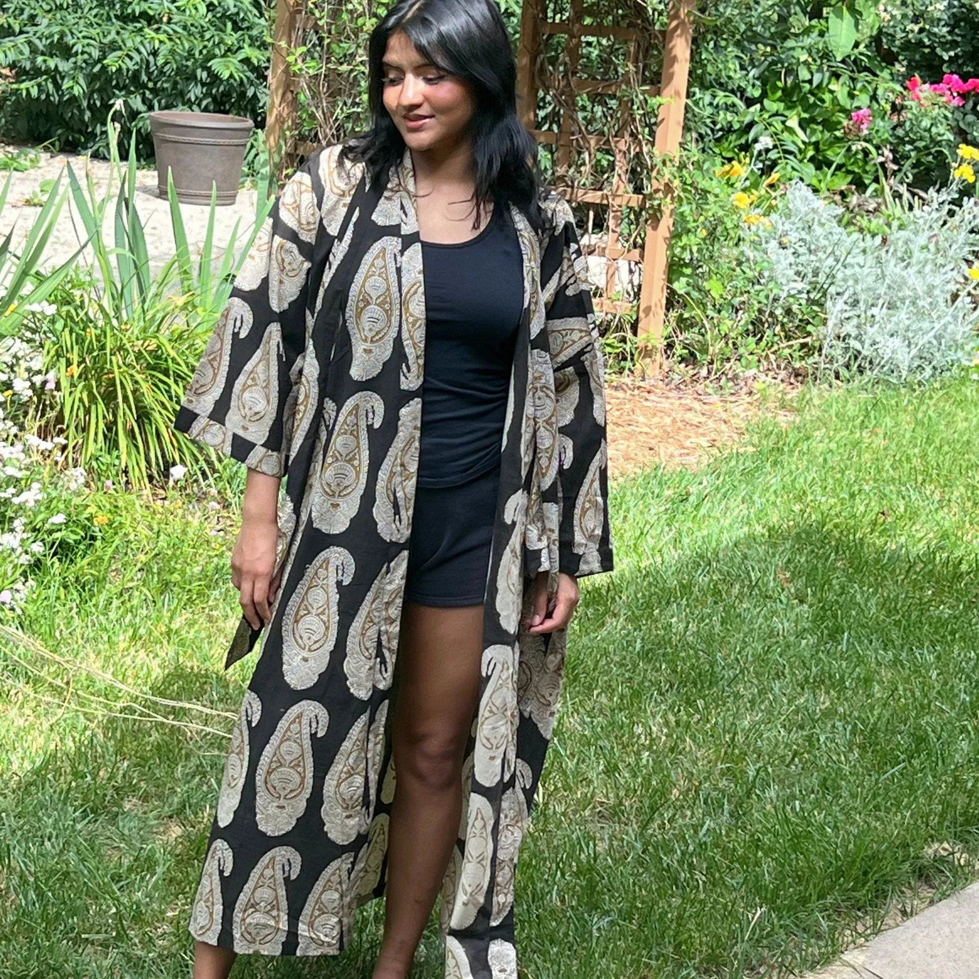 Cotton Kimono Robe, Dressing Gown, Block Print Bridesmaid Robe, Summerwear, One Size