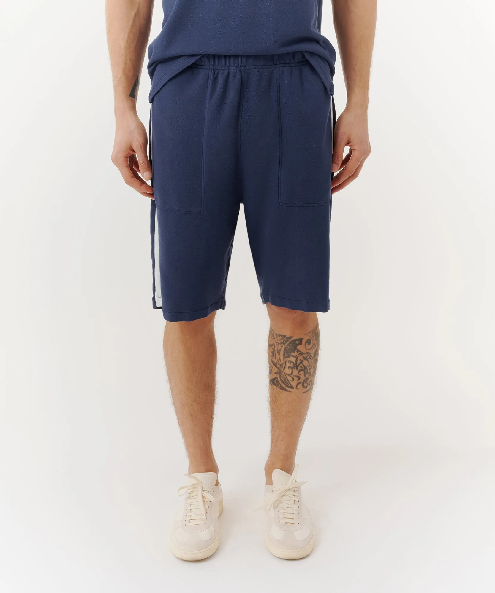 Cotton Pique Pull-On Shorts - True Navy