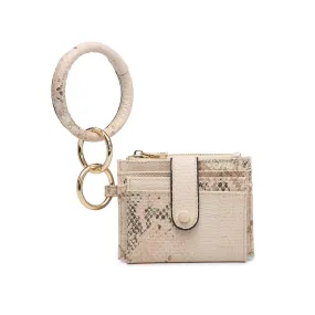 Cream Snake  Sammie Mini Snap Wallet w/ Ring