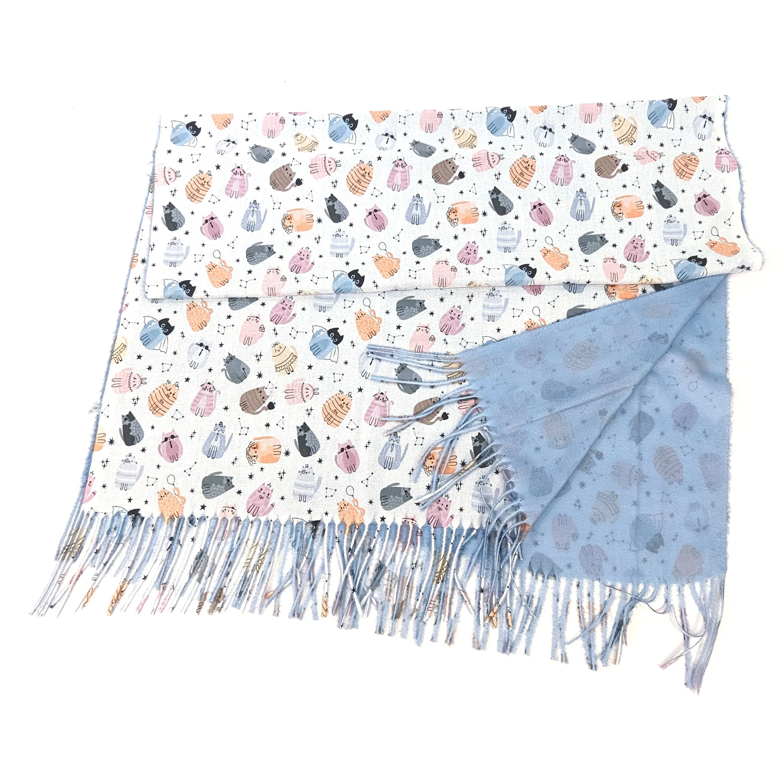 Creative Cat Pashmina Style Scarf - (70x180cm)