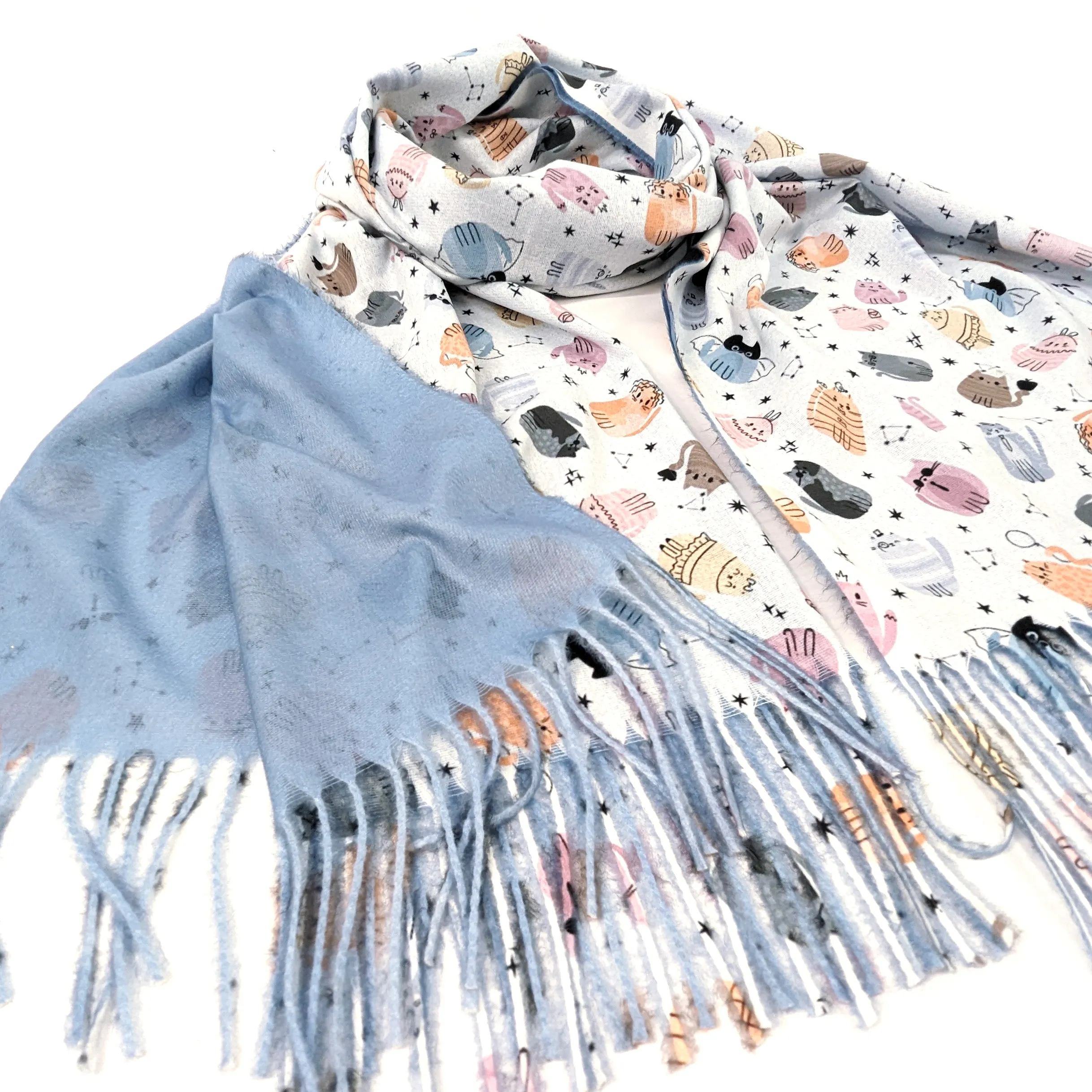 Creative Cat Pashmina Style Scarf - (70x180cm)