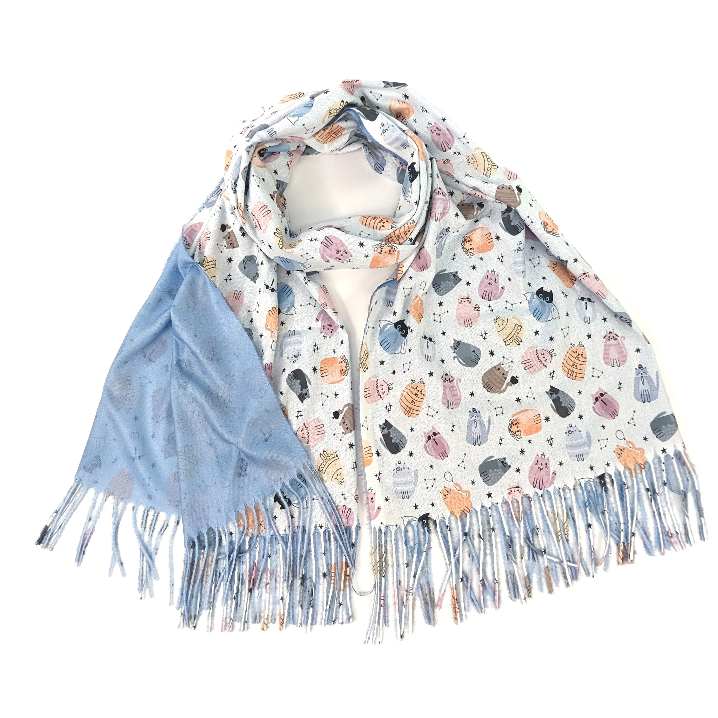 Creative Cat Pashmina Style Scarf - (70x180cm)