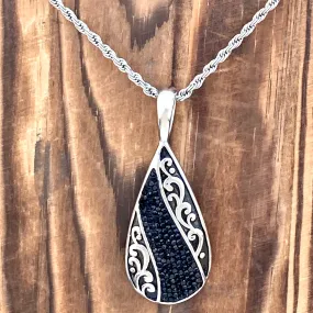 Crystal Teardrop - Black - Pendant - Rope Necklace or Omega - AJ04