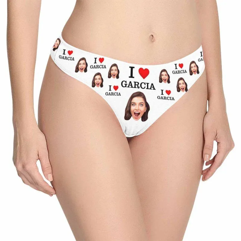 Custom Couple Matching Lingerie Briefs with Face&Name I Love You Personalized Photo Underwear For Couple Valentine's Day Gift