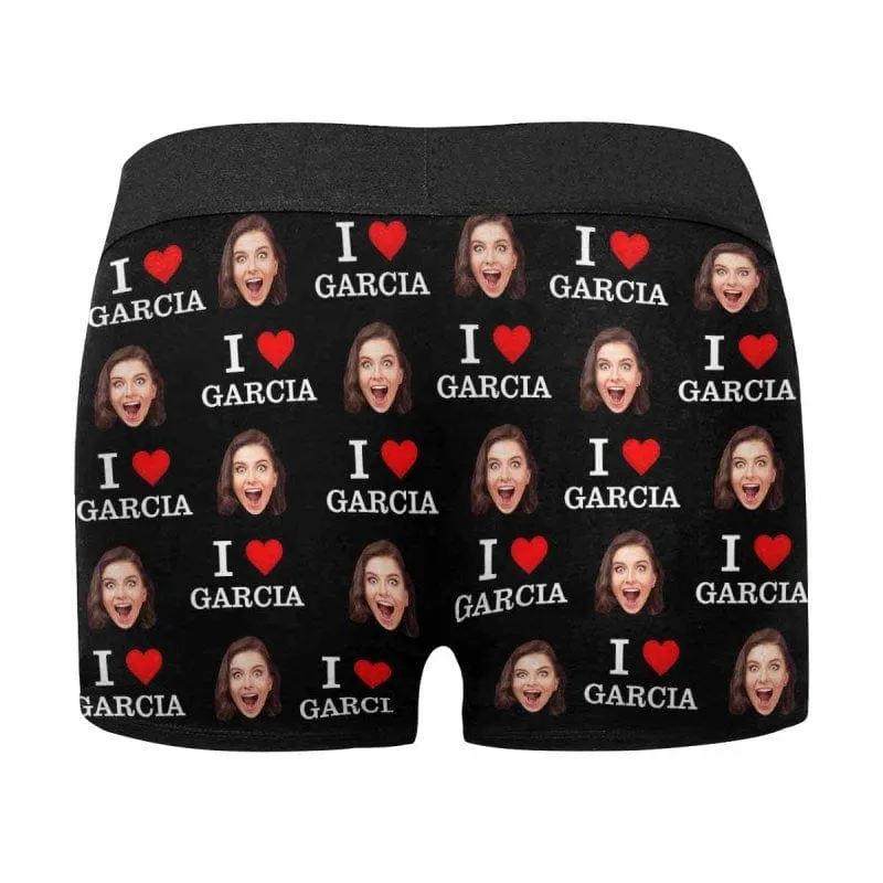 Custom Couple Matching Lingerie Briefs with Face&Name I Love You Personalized Photo Underwear For Couple Valentine's Day Gift