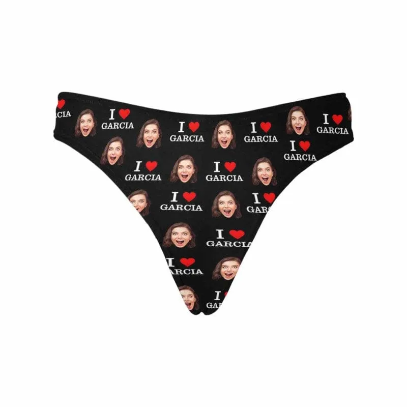 Custom Couple Matching Lingerie Briefs with Face&Name I Love You Personalized Photo Underwear For Couple Valentine's Day Gift