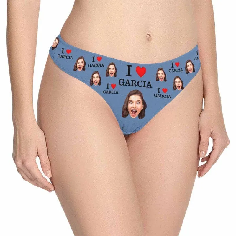 Custom Couple Matching Lingerie Briefs with Face&Name I Love You Personalized Photo Underwear For Couple Valentine's Day Gift