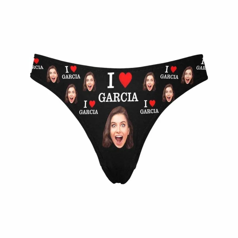 Custom Couple Matching Lingerie Briefs with Face&Name I Love You Personalized Photo Underwear For Couple Valentine's Day Gift