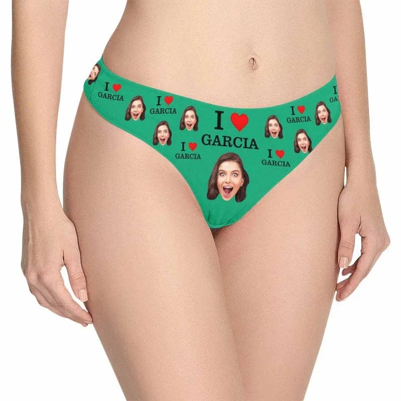 Custom Couple Matching Lingerie Briefs with Face&Name I Love You Personalized Photo Underwear For Couple Valentine's Day Gift