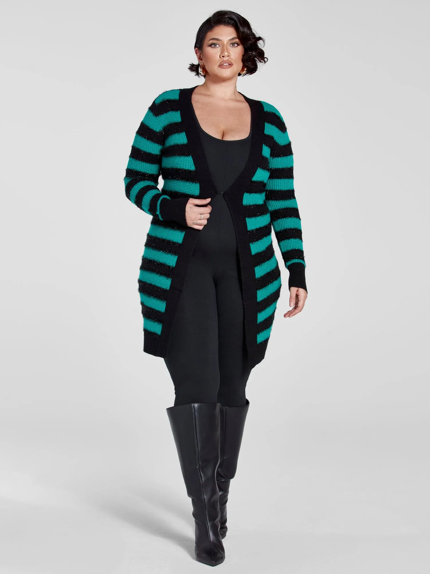 Daniella Metallic Striped Cardigan