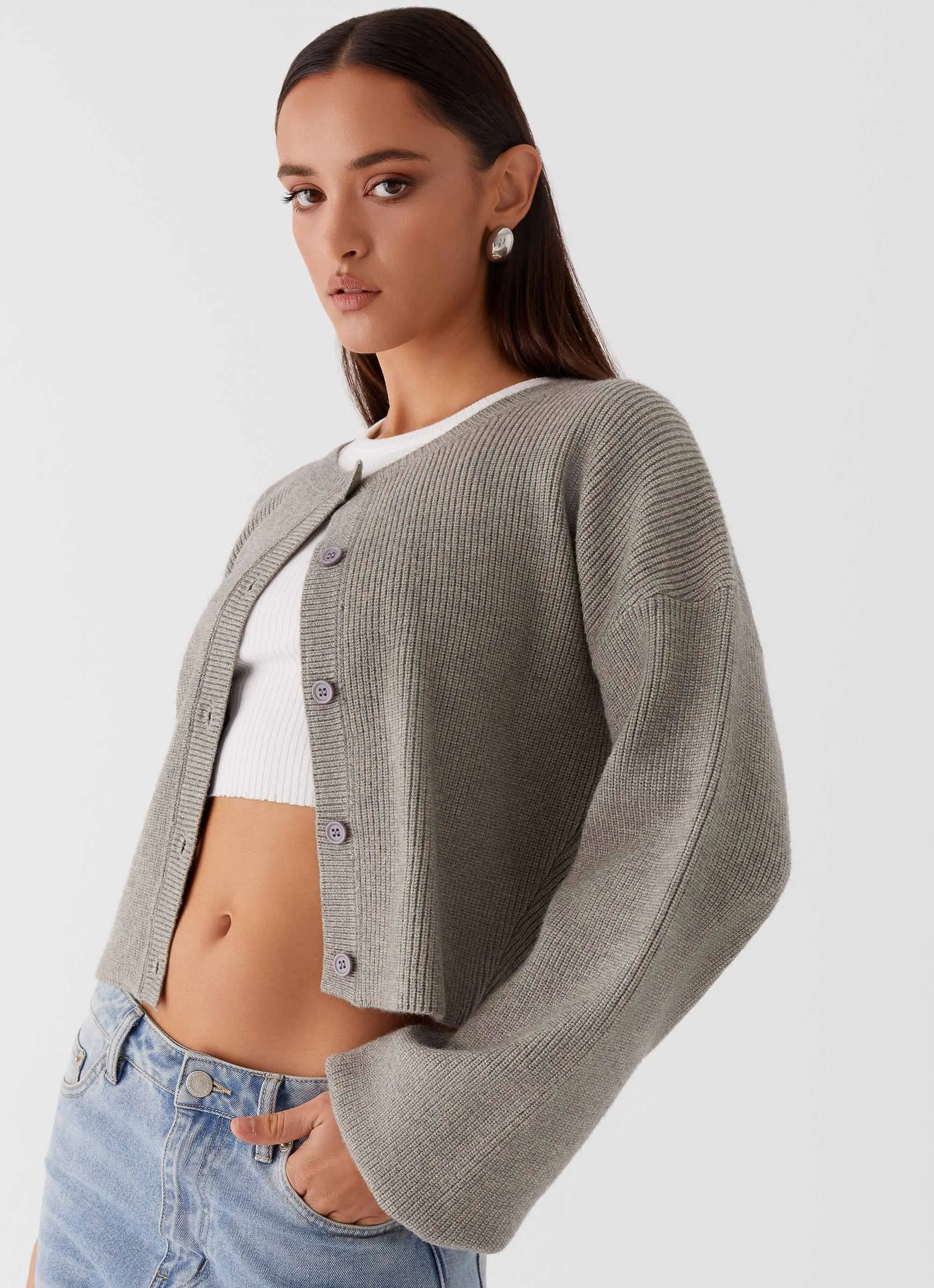 Daphne Knit Cardigan - Light Grey