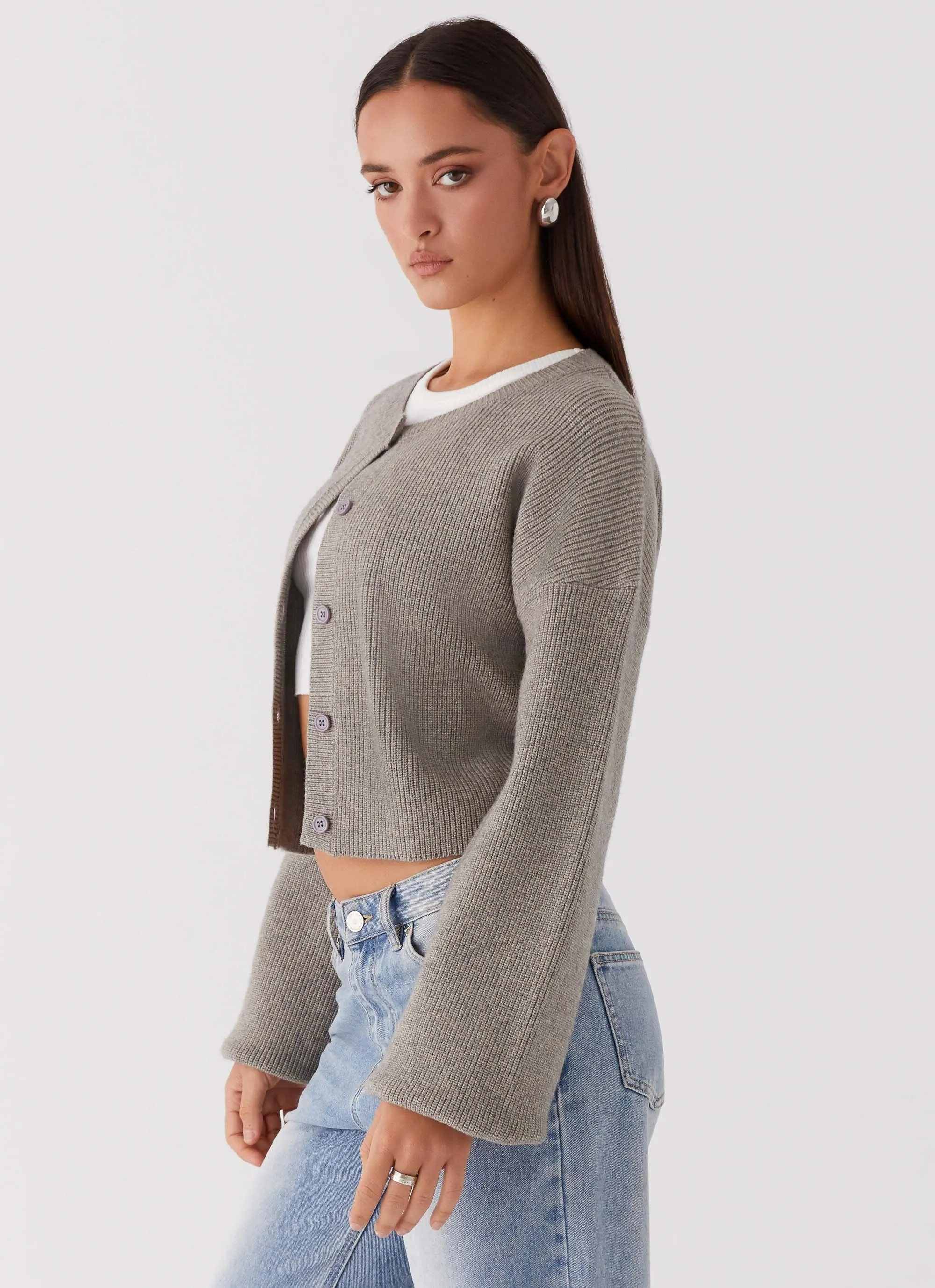 Daphne Knit Cardigan - Light Grey