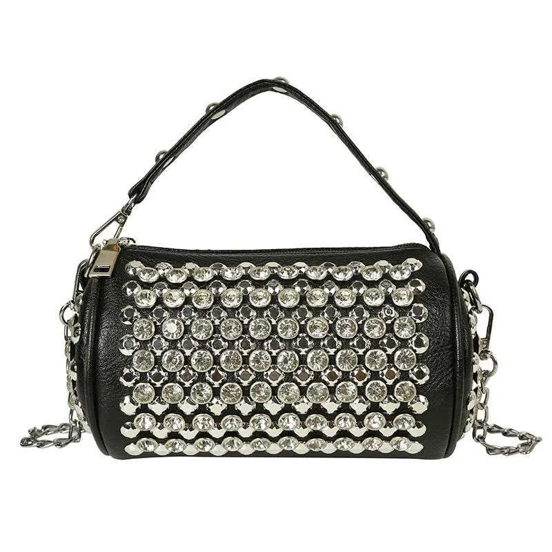 Diamond-studded Western Style Barrel Bag