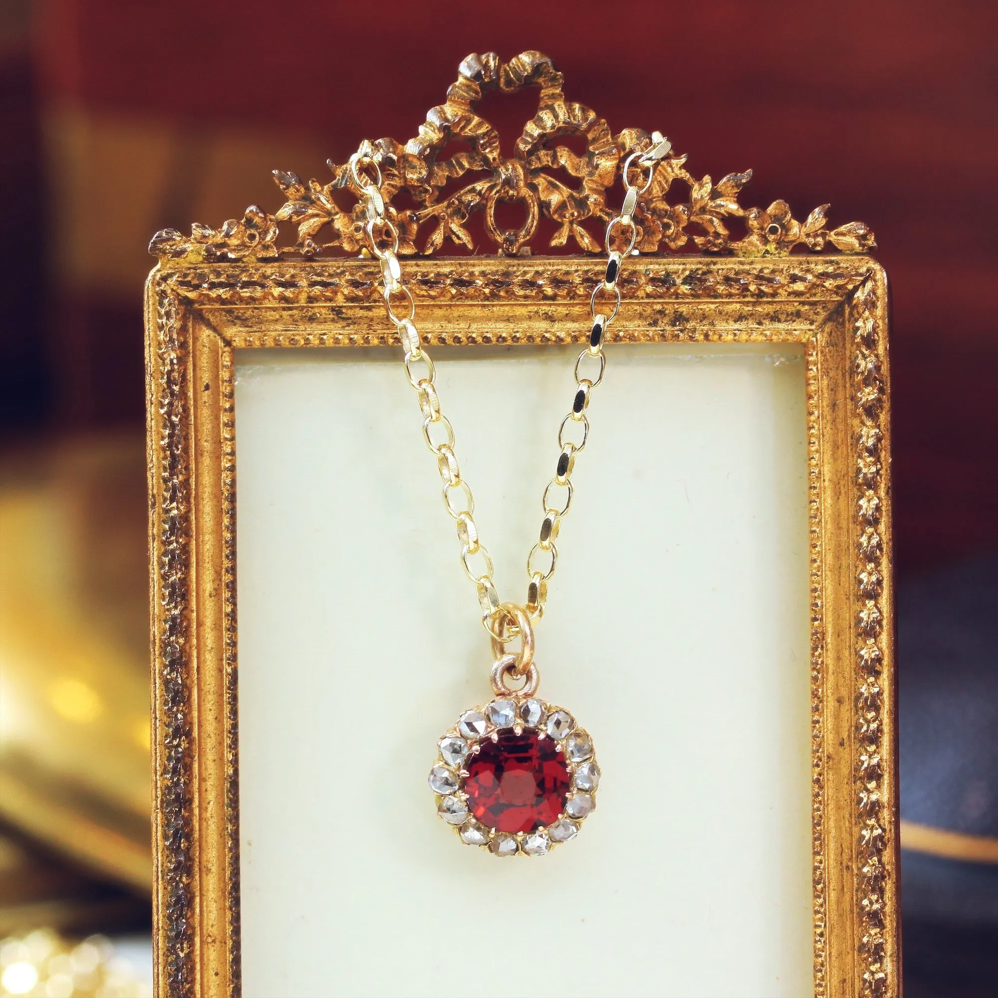 Divine Garnet & Rose Cut Diamond Pendant