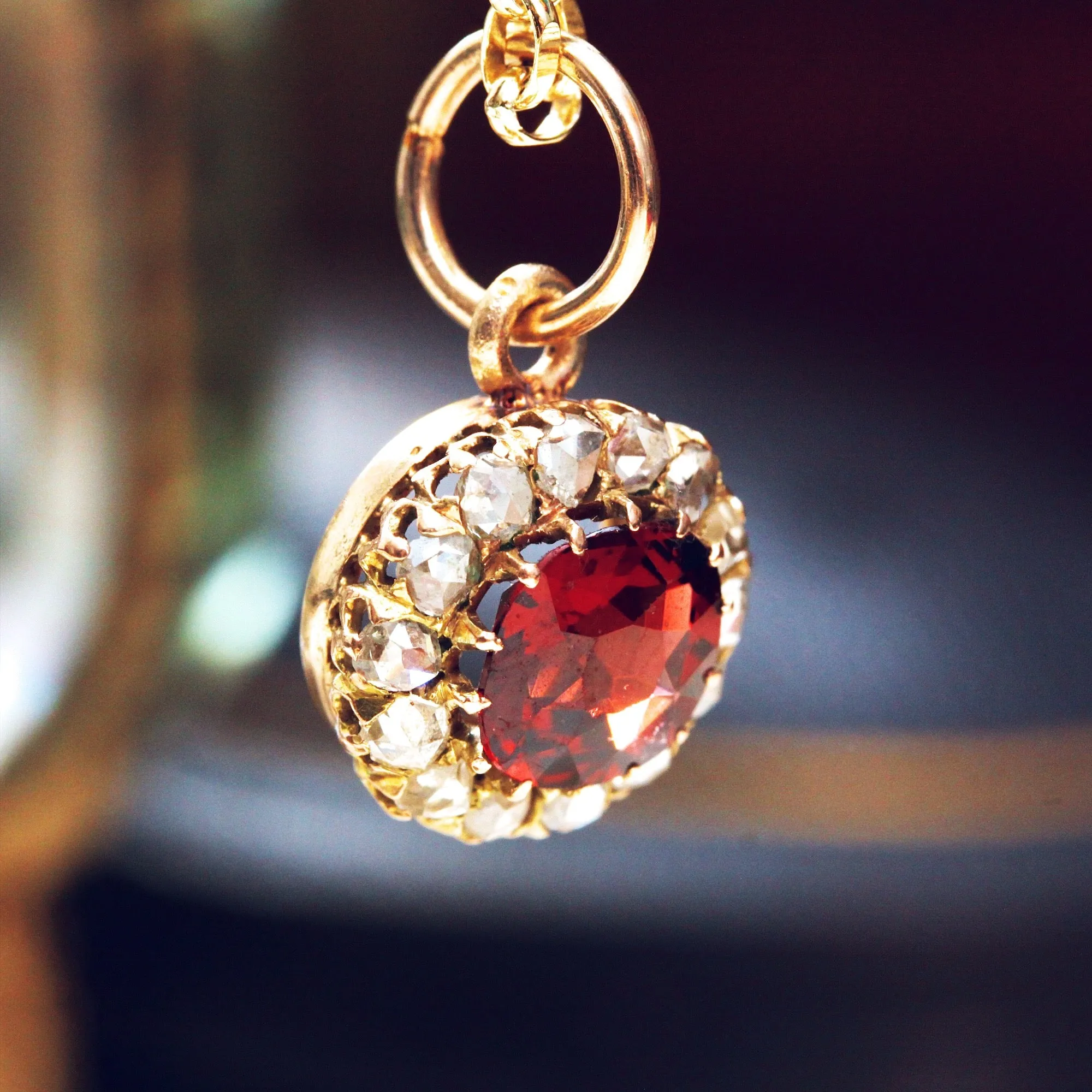 Divine Garnet & Rose Cut Diamond Pendant