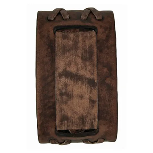 Double X Distressed Brown Leather Cuff VDX-B