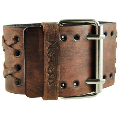 Double X Distressed Brown Leather Cuff VDX-B