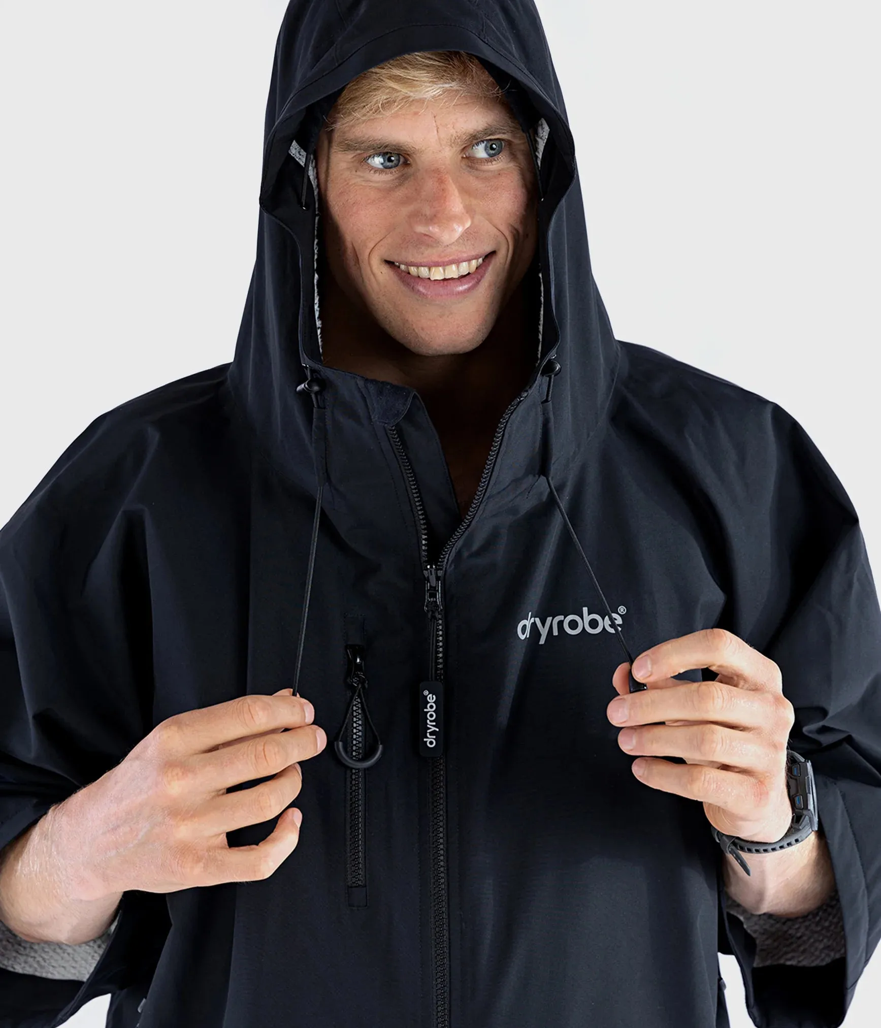 Dryrobe Lite Short Sleeve Changing Robe - Black and Grey