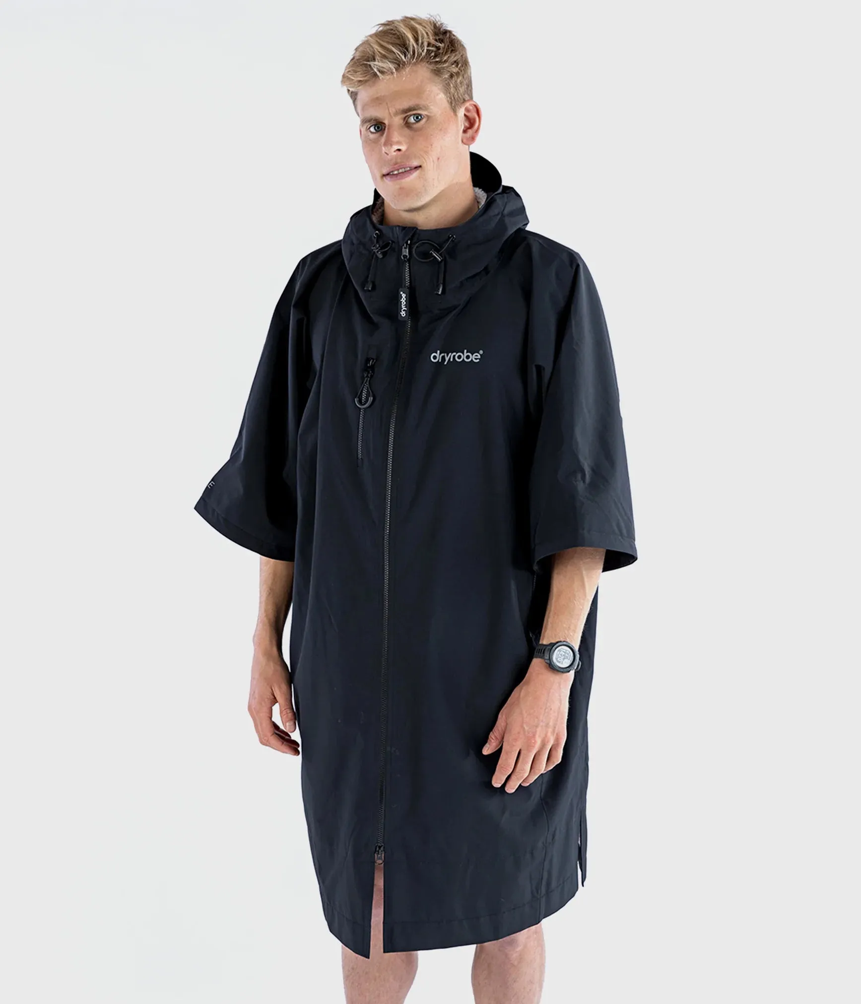 Dryrobe Lite Short Sleeve Changing Robe - Black and Grey