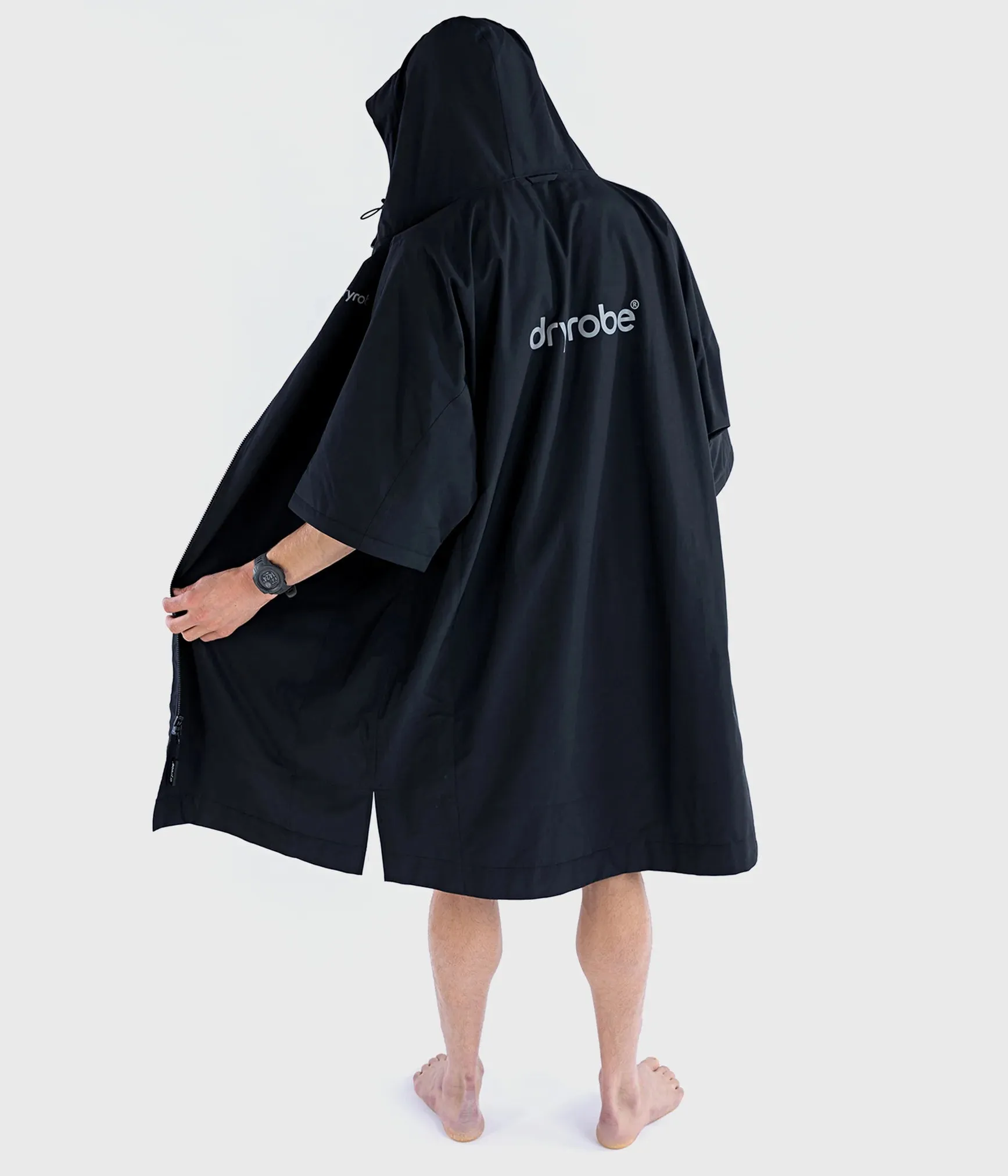 Dryrobe Lite Short Sleeve Changing Robe - Black and Grey