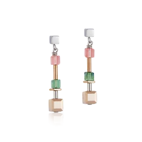 Earrings GeoCUBE® multicolour & stainless steel rose gold