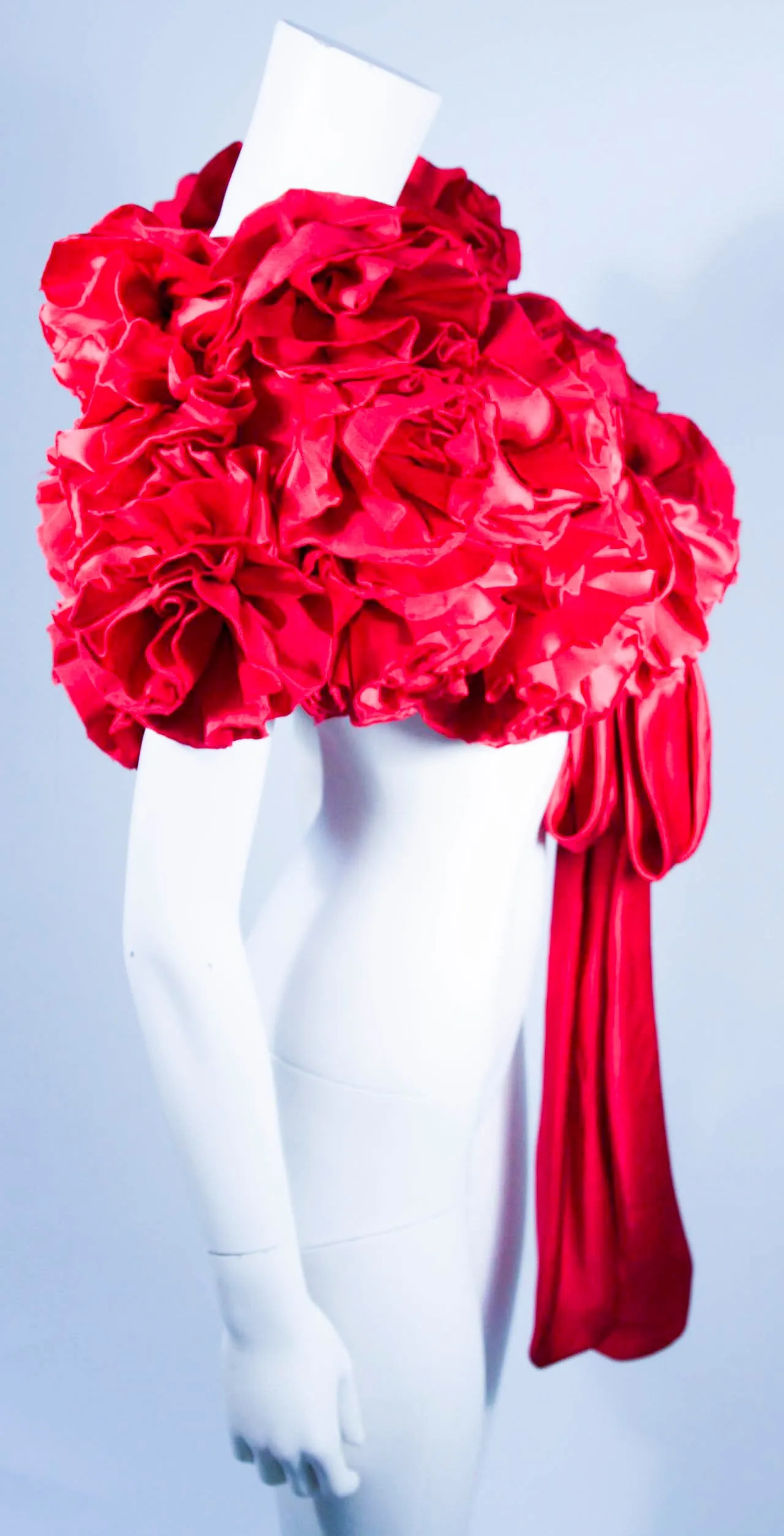 ELIZABETH MASON COUTURE Red Silk "Deconstructed Rose" Wrap