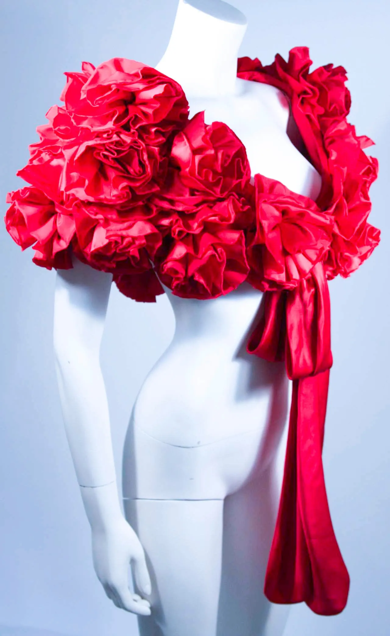 ELIZABETH MASON COUTURE Red Silk "Deconstructed Rose" Wrap