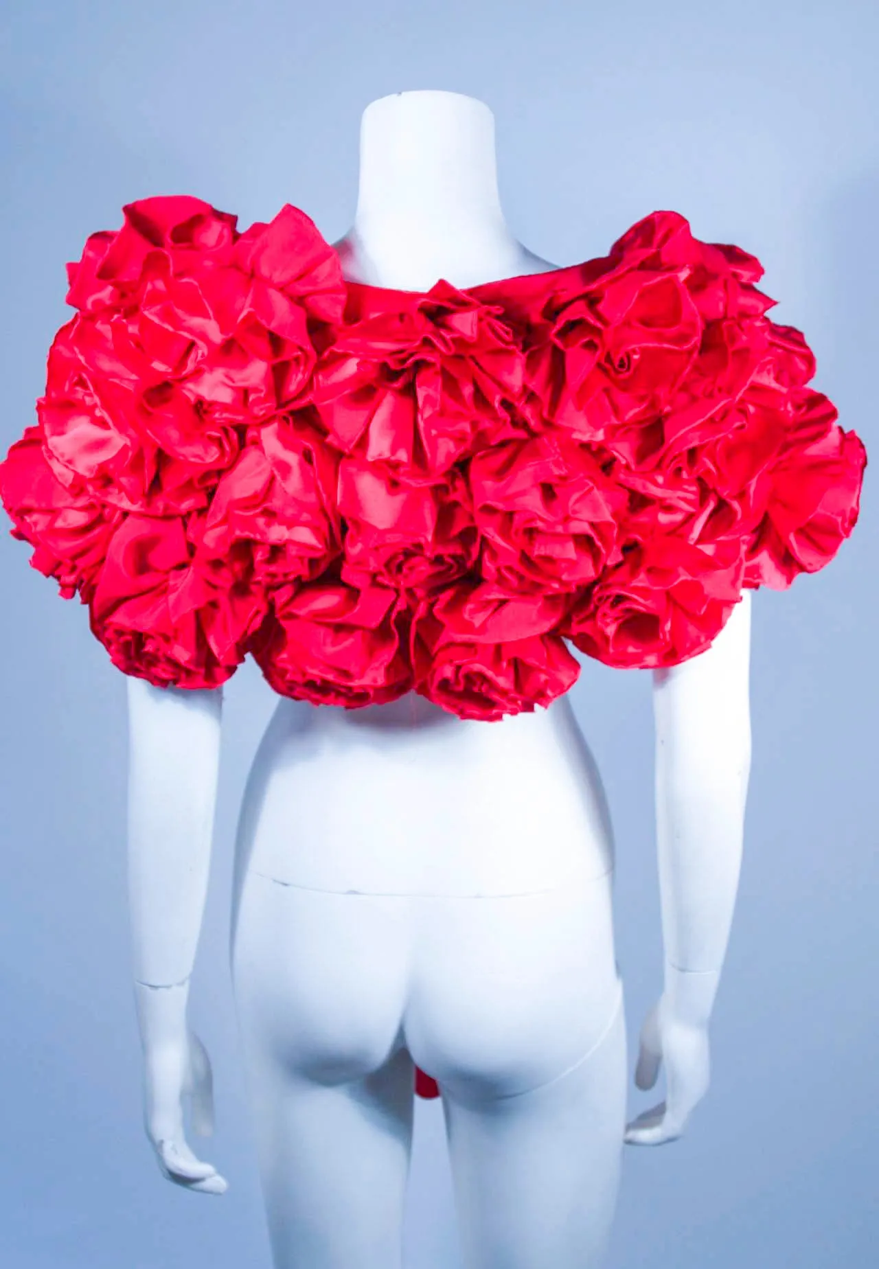 ELIZABETH MASON COUTURE Red Silk "Deconstructed Rose" Wrap