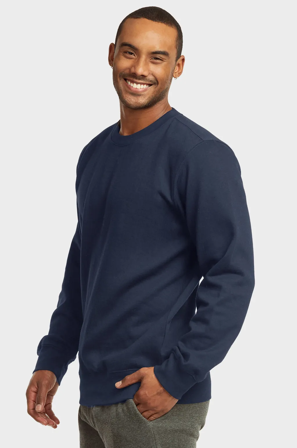 ET|TU MEN'S LIGHTWEIGHT FLEECE SWEATSHIRTS (SWS1020E_NAVY)