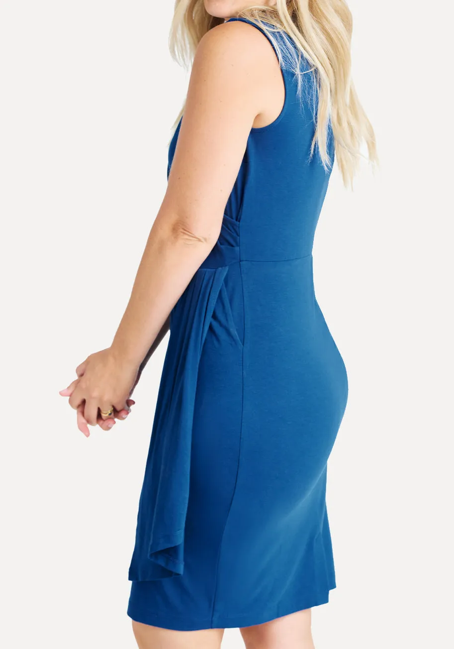 Faux-Wrap Dress (Blue Opal)