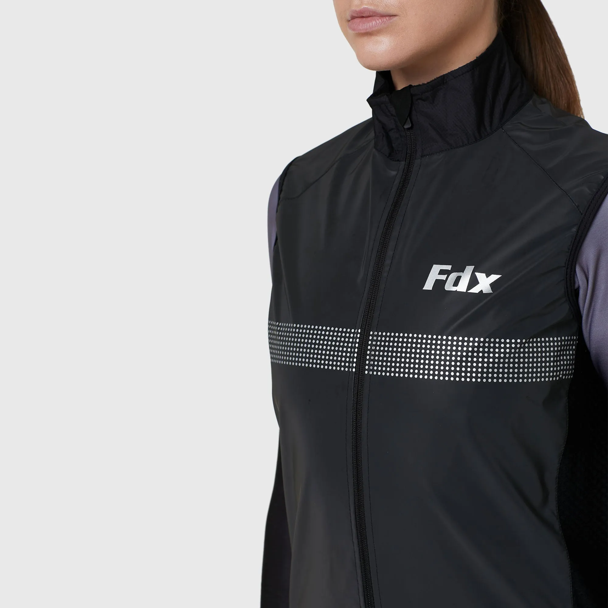 Fdx 360 Hi-Vis Reflective Black Women's & Girl's Gilet for Cycling & Running