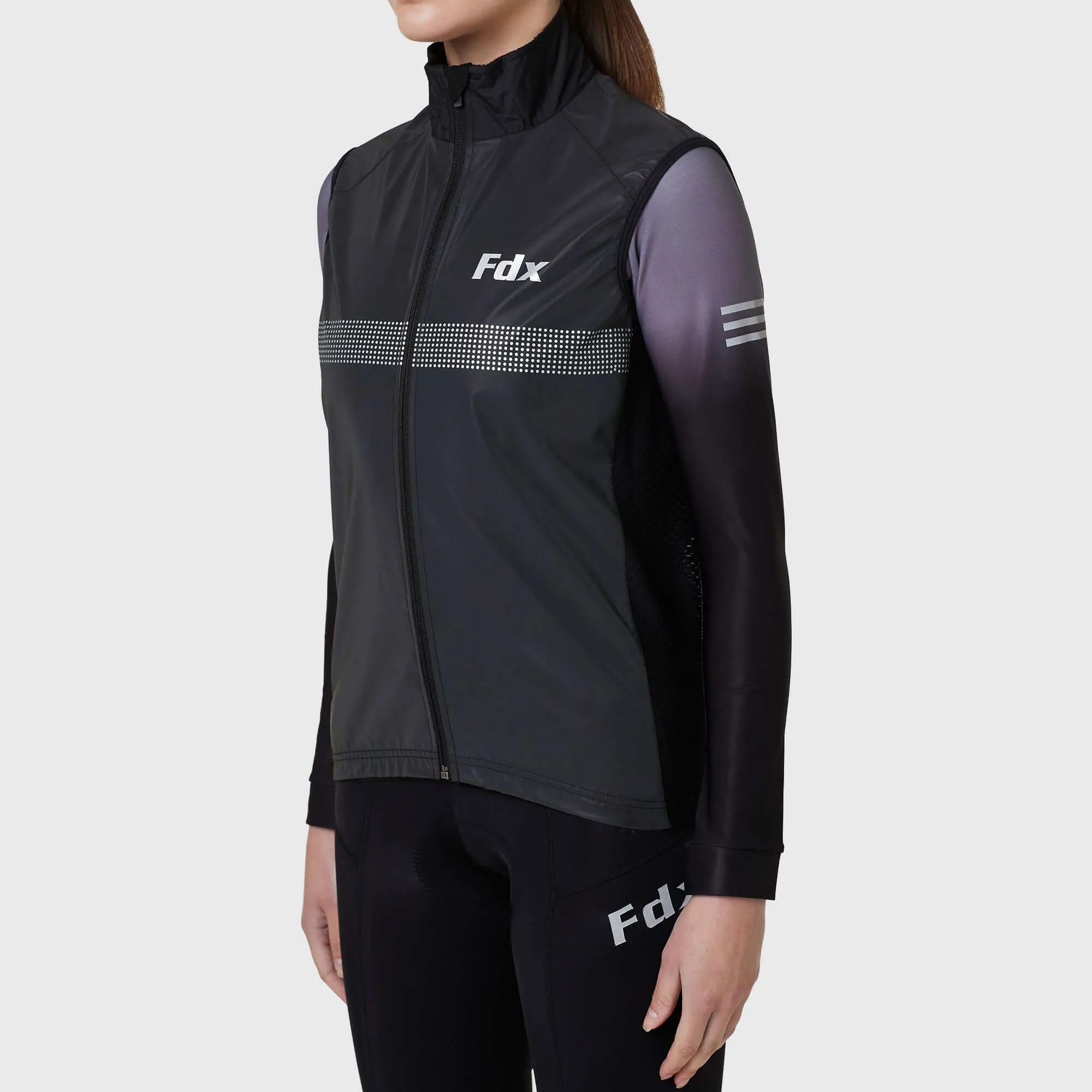 Fdx 360 Hi-Vis Reflective Black Women's & Girl's Gilet for Cycling & Running