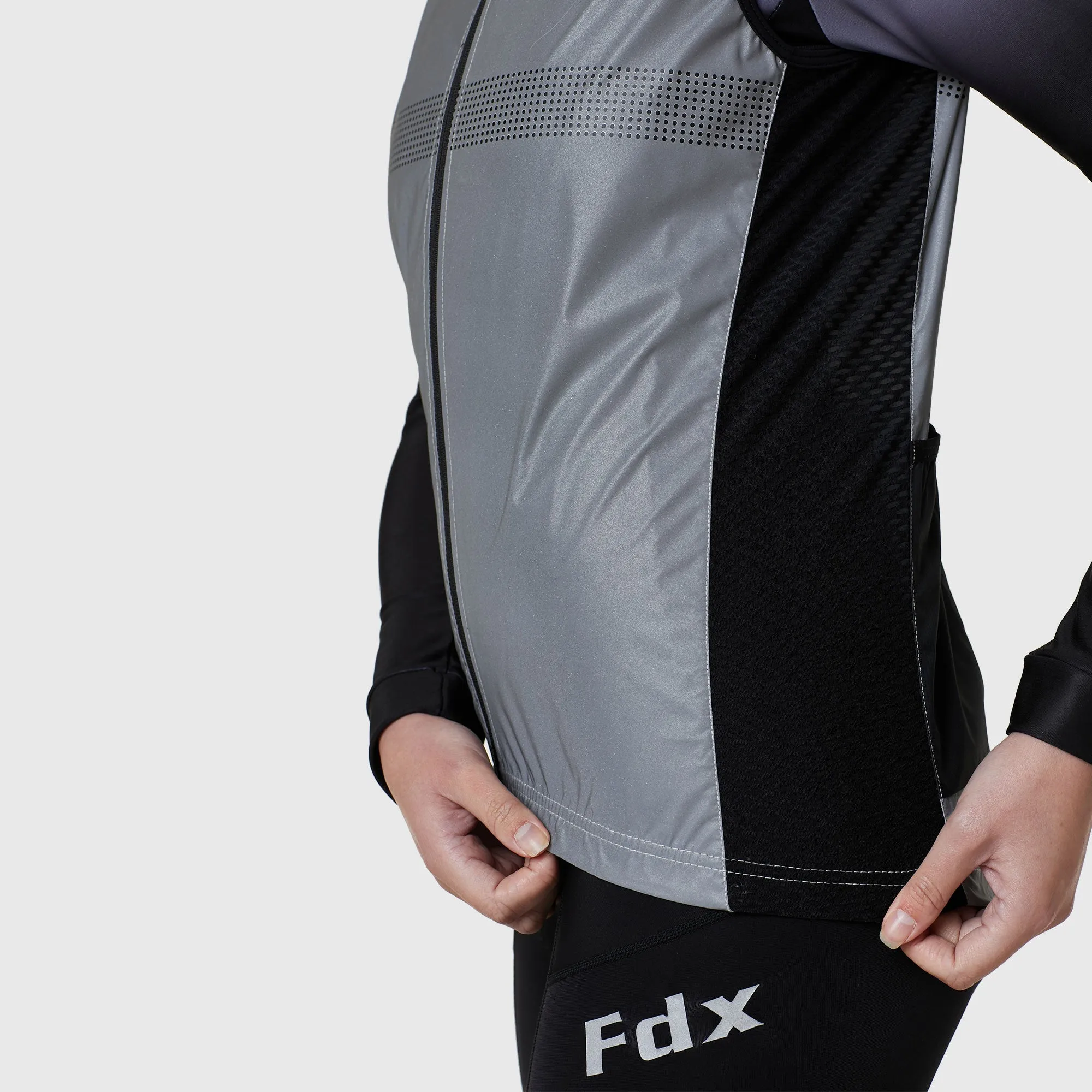 Fdx 360 Hi-Vis Reflective Grey Women's & Girl's Gilet for Cycling & Running