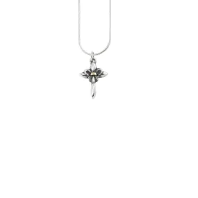 Fleur de Lis Cross Two Tone Pendant