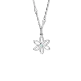 Fleur de Lys Medium Necklace Pendant Silver - Blue Topaz